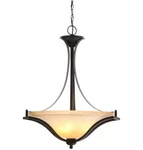 Commercial Electric 3-LIGHT Rustic Iron Pendant With Antique Ivory Glass Shade. Fixed Price $80.99.