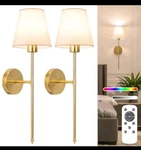 Battery Operated Wall Sconce Set Of 2, Gold Dimmable Lights With Remote, 10. Fixed Price $44.95.