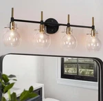 Zevni Berton 30" Wide Black And Gold 4-LIGHT Vanity. Fixed Price $119.99.