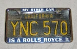 My Other Car Is Rolls-royce License Tag Frame Nos! Bentley Gm Chey Ford. Fixed Price $52.00.