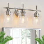Foucasal 3-LIGHT Bathroom Fixtures, Brushed Nickel Vanity Light, Bathro.... Fixed Price $74.32.