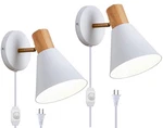 Clankin Wall Sconces Lighting Set Of 2 For Bedroom White Adjustable Wood Styl.... Fixed Price $79.99.