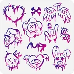 11.8"X11.8" Street Graffiti Wall Stencil Templates, Art Reusable Plastic. Fixed Price $13.40.