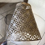 Vintage Pierced Metal Wall Sconce Shade Candle Holder Moroccan Style Filligree. Fixed Price $78.00.