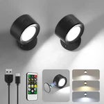 Led Wall Mounted Lights 2 Pcs With Remote, Sconces Lamp 3000MAH Rechargeabl. Fixed Price $28.52.