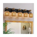5 Light Bathroom Vanity Fixtures, Rustic Style Wood Wall Sconc.... Fixed Price $163.77.
