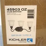 Kichler Tanglewood Olde Bronze 3-LIGHT Bathroom Vanity Sconce Satin Glass 45903. Fixed Price $32.26.