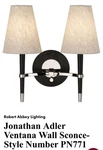 2 New Jonathan Adler Ventana Double Wall Sconce Robert Abbey PN771 Ebonized Wood. Fixed Price $500.00.