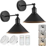 Vintage Black Wireless Battery Operated Wall Sconces, Cordless Led Lights. Fixed Price $61.10.