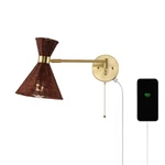 Jonathan Lily 25" 1-LIGHT Retro Rattan/metal Usb Charging Swing Arm Led. Fixed Price $60.99.