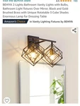 Behiya 2-LIGHTS Bathroom Vanity With Bulbs, Fixtures Ov.... Fixed Price $19.95.