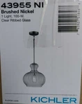 Kichler 43955NI Riviera Brushed Nickel Single Light 11.5" W Fluted Glass Pendant. Fixed Price $131.08.