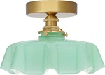 Dsmjfu Brass Semi Flush Mount Ceiling Light, Cute Small Green Glass. Fixed Price $79.11.