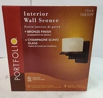 Portfolio Interior Wall Sconce Bronze Finish With Champagne Glass 60W #168309. Fixed Price $17.95.