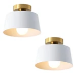Ceiling Light Fixture, Hallway With Gold Plate And White Shade,.... Fixed Price $80.33.