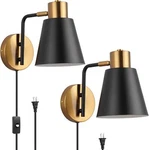Koonting Plug Wall Sconce Set Of 2, Modern Black+brushed Brass+white. Fixed Price $81.06.