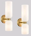 Deynite Gold Wall Sconces Set Of Two 2-LIGHT Modern Milky White Glass,. Fixed Price $100.00.