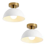 2-PACK Industrial Semi Flush Mount Ceiling Light With Gold Plate And White Sh.... Fixed Price $67.93.