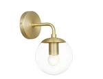 Light Society Zeno Globe Brushed Brass Wall Sconce With Clear Shade. Fixed Price $20.93.