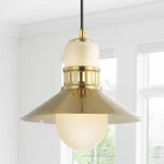 Jonathan Y 9.75" Modern Adjustable Iron/glass Led Pendant, Brass Gold Colin. Fixed Price $92.99.