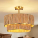 Scyvenra 16 Inch Boho Rattan Ceiling 3-LIGHT Semi Flush Mount. Fixed Price $81.88.