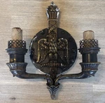 Antique Brass 2 Light Wall Sconce Eagle Stars 11 American Motif. Fixed Price $24.50.