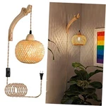 Frideko Bamboo Lantern Plug In Wall Sconces Wicker Lamp With Orange. Fixed Price $42.22.