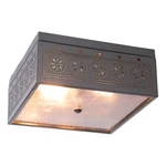 Country Tin Flush Mount Ceiling Light Handcrafted Chisel Design Seedy Glass. Fixed Price $187.45.