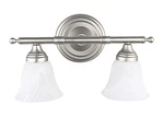 Sunset Lighting 2-LIGHT Vanity W/ Faux Alabaster Glass Bright Satin Nickel Finis. Fixed Price $34.99.