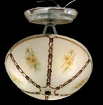 Vtg Retro Large Round Frosted Yellow Daisy Floral Glass Ceiling Light Fixture. Fixed Price $49.99.