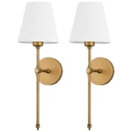 Wall Sconces Of 2 Hardwired Brushed Brass Gold Bathroom Vanity Light Sets. Fixed Price $89.99.