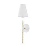 Hudson Valley Mariana Sconce H708101-TWH White & Rattan W/ Linen Shade. Fixed Price $99.00.