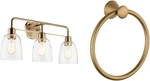Meller 3-LIGHT Vanity Champagne Bronze With Delta Lahara Towel Ring. Fixed Price $440.99.