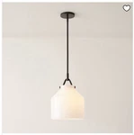 West Elm Henry Pendant Light Canopy Milk Glass 10.75 Diameter Dark Bronze New. Fixed Price $99.99.