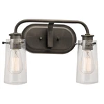 Kichler 45458 Braelyn 2 Light 15" Seeded Glass Vanity - Bronze. Fixed Price $155.99.