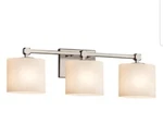 Justice Design Fusion 3 Light 25" Oval Opal Shades Chrome. Fixed Price $199.99.