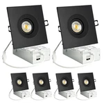 6 Pack 4 Inch Square Led Recessed Lighting, 8W Black Sloped Ceiling .... Fixed Price $131.72.