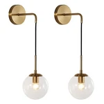Kco Modern Glass Globe Wall Sconce Set Of Two Minimalist Gold Light Fixt.... Fixed Price $188.29.