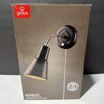 Globe Electric 65312 Ramezay Plug-in Wall Sconce Black Finish/chrome Gooseneck. Fixed Price $17.00.