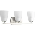 Leap 3-LIGHT Brushed Nickel Modern Bathroom Vanity By Progress. Fixed Price $53.90.