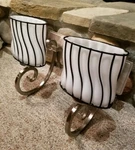 Justice Design Art Deco Wire Caged Glass Wall Mount Light Lamp Funky Retro Chic. Fixed Price $249.99.