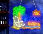 New 20"X16" Coronas Extra Palm Tree Beach Chair Sun Neon Sign Man Cave Sports.... Fixed Price $58.33.
