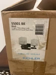 Kichler 55001BK 2-LIGHT Vanity Light, Black, Open Box, Glass Shade Broken. Fixed Price $59.99.
