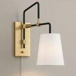 Possini Euro Azune 17"H Antique Brass Swing Arm Plug-in Wall Lamp. Fixed Price $174.99.