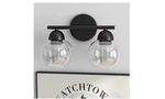 Uixe 13.33 In. 2-LIGHT Matte Black Bathroom Vanity With Clear Glass Shades. Fixed Price $30.00.