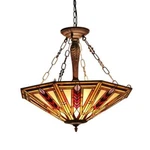 3-LITE Inverted Pendant Ceiling Light Tiffany Style Mission Design Stained Glass. Fixed Price $282.77.