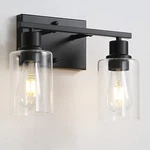 Emong 2-LIGHTS Bathroom Fixtures, Matte Black Vanity With Glass S.... Fixed Price $49.30.