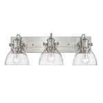 Hines 3-LIGHT Pewter With Seeded Glass Bath Vanity By Golden Lighting. Fixed Price $209.36.