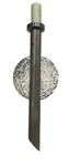 Vintage Modern Wall Sconce With Industrial And Organic Wood Grain Elements. Fixed Price $149.00.