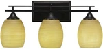 Toltec Uptowne 3 Light Bath Bar Dark Granite Finish W/ 5IN Cayenne Linen Glass. Fixed Price $98.00.